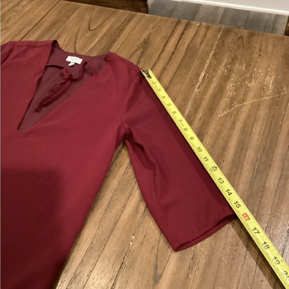 Tobi bell sleeve shift sheath knee length 3/4 Sleeve dress burgandy dress S - Picture 5 of 11